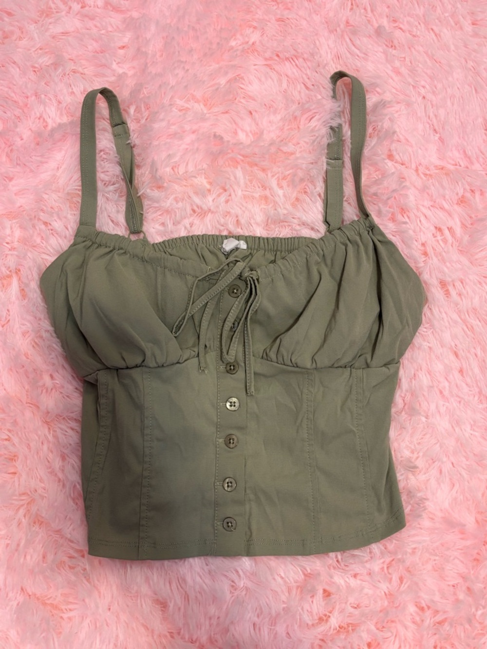 Garage Olive Green Button-Front Cami - XS